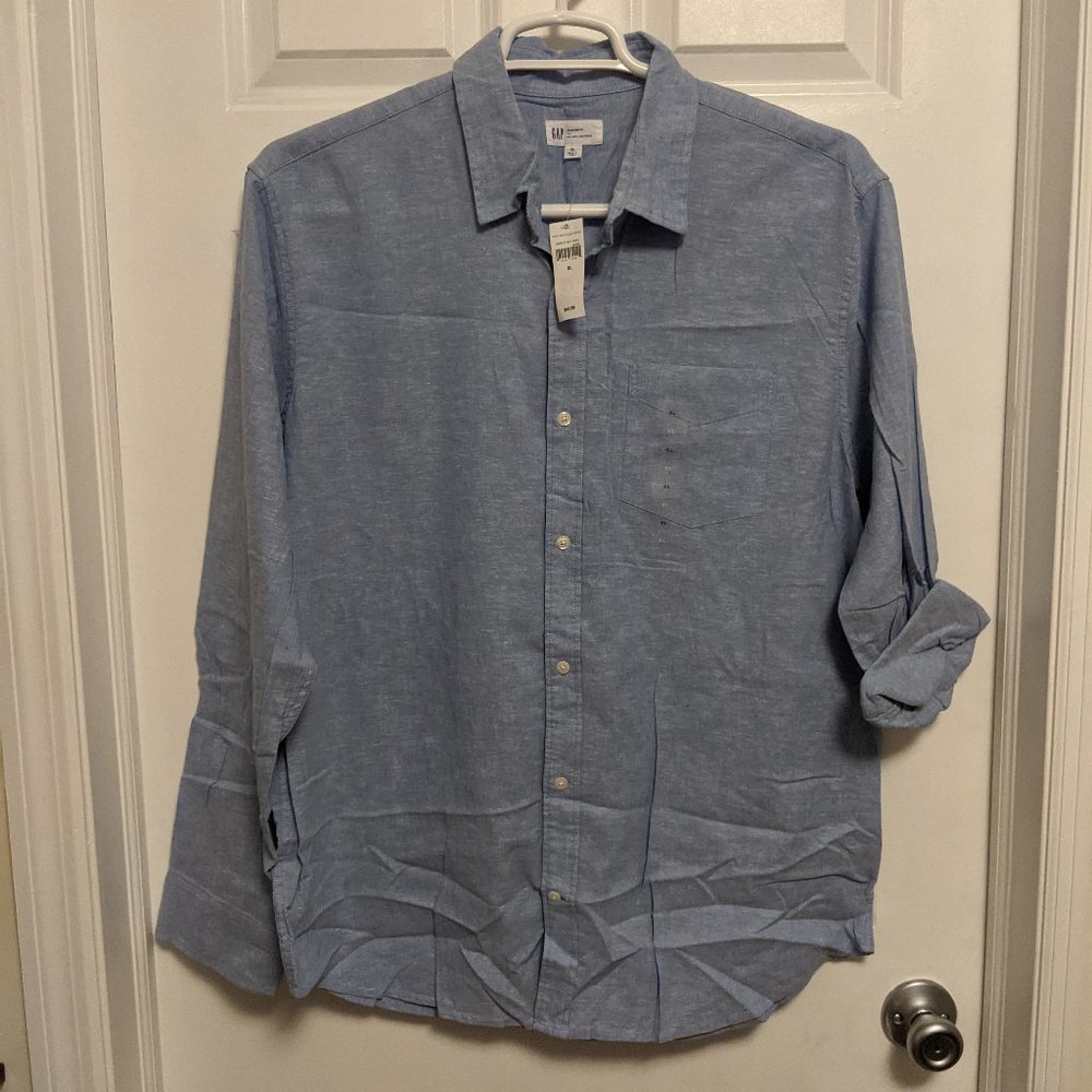 Gap Dress Button Down Standard Fit Men's XL Blue